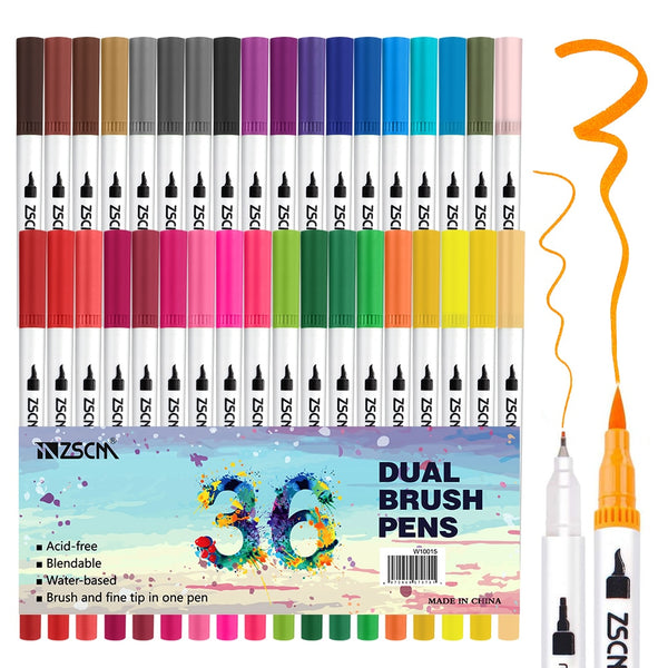 Brush Pens Art Markers ZSCM 72 Colors Artist Fine Brush Tip Coloring Pens for Easter Eggs Painting Adult Coloring Books ZopiStyle