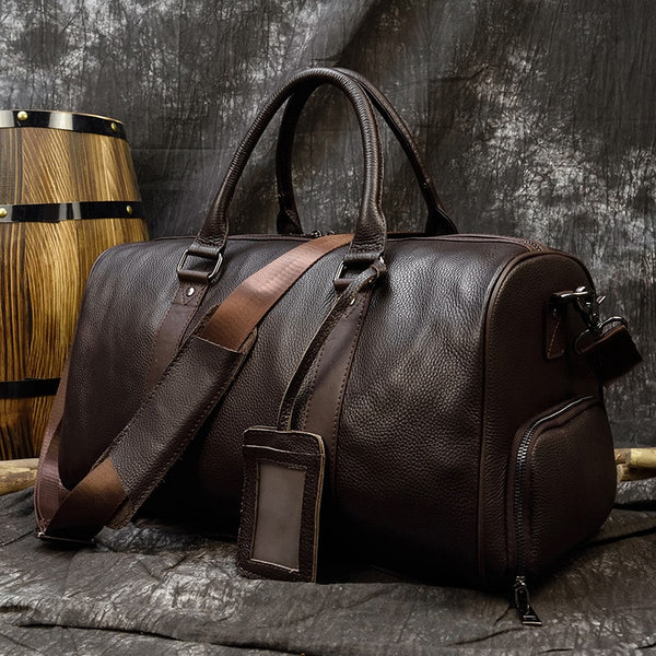 Luxury Genuine Leather Men Women Travel Bag Cow Leather Carry On Luggage Bag Travel Shoulder Bag Male Female Weekend Duffle Bag ZopiStyle