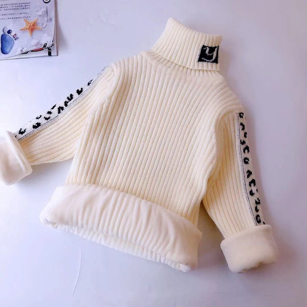 Sweaters For Boys Winter Clothes Girls Leopard  Fashion New Children Turtleneck Thick Warm Soft Kids Knitting Costom ZopiStyle