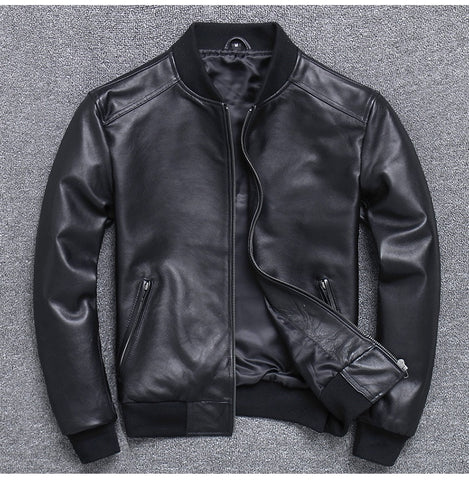 Free shipping.шевро кожа Brand classic man genuine leather coat,sheepskin top gun jacket.plus size,casual bomber pilot cloth ZopiStyle