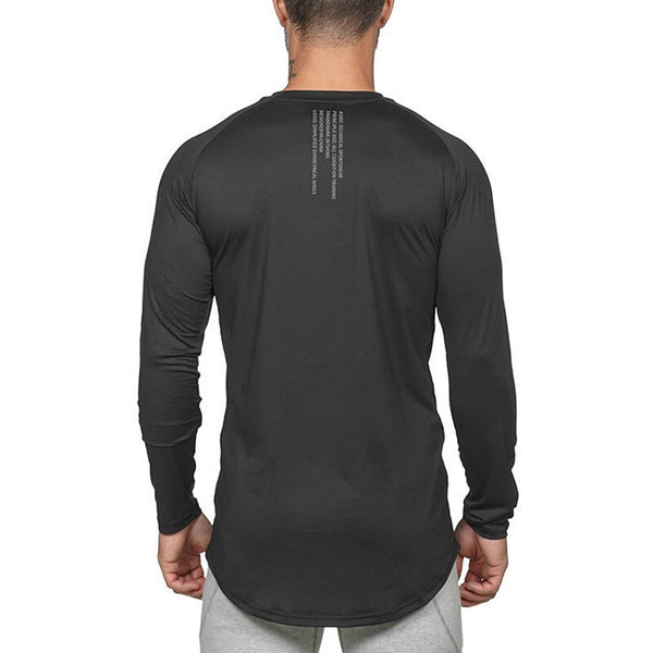 Men&#39;s Letter Printing Quick-dry Fitness Sports Casual Long Sleeve T-shirt Gym Sweatshirt Jogging Training Stretch Tights ZopiStyle