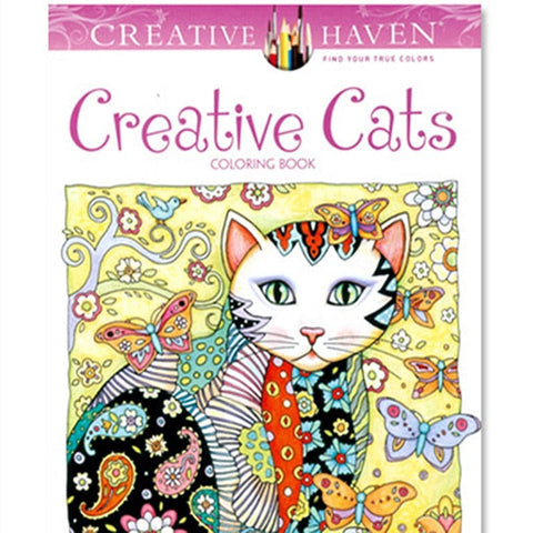 Cute Cat English Edition coloring book for  kids  adult DIY school craft supply ZopiStyle