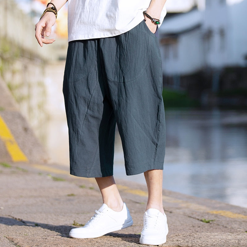 Men Harajuku Harem Pants 2022 New Mens Summer Cotton Linen Joggers Pants Male Vintage Chinese Style Sweatpants Fashions ZopiStyle