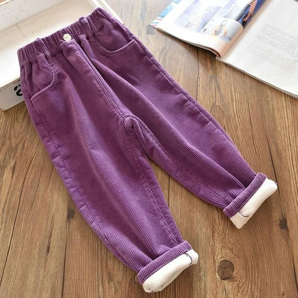 Kids Warm Pants Boy Girls Autumn Winter Corduroy Thick Outer Wear Sports Trousers 3-10Y Children Clothes Casual High Waist Pants ZopiStyle