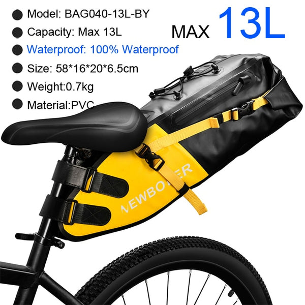 NEWBOLER Bike Bag Waterproof 13L Large Capacity Bicycle Saddle Bag Cycling Foldable Tail Rear Bag MTB Road Trunk Bikepacking ZopiStyle