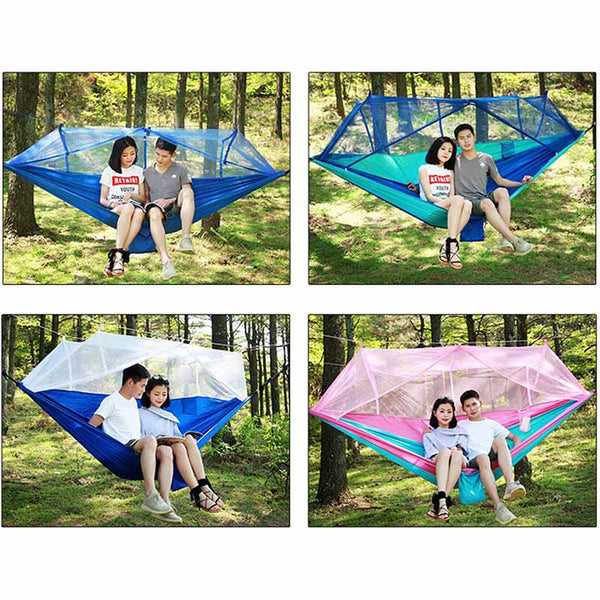 1-2 Person Portable Outdoor Camping Hammock with Mosquito Net High Strength Parachute Fabric Hanging Bed Hunting Sleeping Swing ZopiStyle