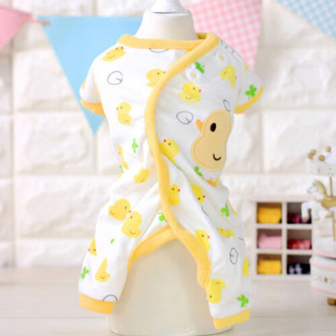 Cute Printing Cotton Pet Dog Four Feets Coat Pajamas yellow_XL ZopiStyle