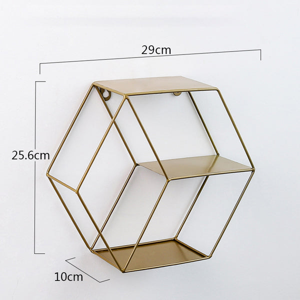 Wall  Mounted Hexagonal Floating Shelves Storage  Shelf For  Wall  Bedroom  Living  Room  Office copper ZopiStyle