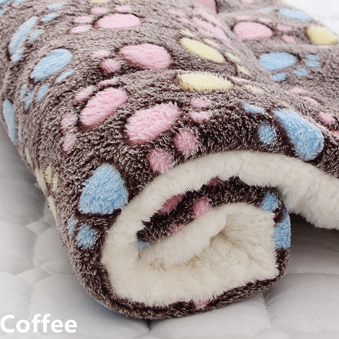 Pet Mat Thickening Warm Autumn Winter Cat Dog Blanket Anti-slip Cushion Coffee Footprint_1# 32*25cm ZopiStyle