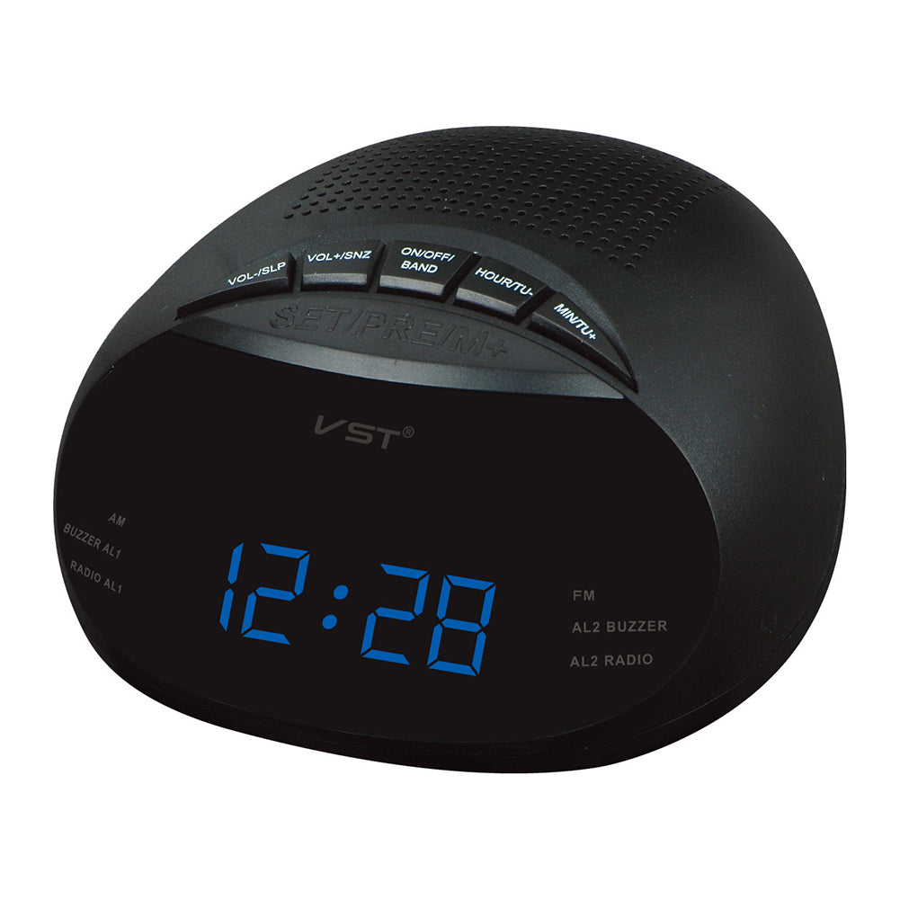 Clock-Controlled LED Alarm Clock with Radio & Snooze Function Gift Decoration European Specification 13.5 * 6.5 * 13.5CM  blue ZopiStyle