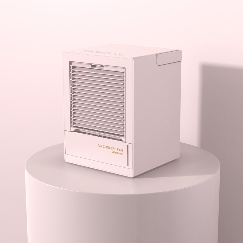 Home Automatic Shaking Air Cooler Humidifier Mute Air Conditioner Fan for Office Tabletop pink_Rechargeable ZopiStyle