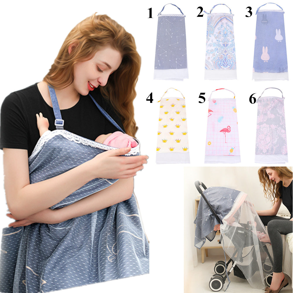 Multifunctional Breastfeeding Towel Stroller Block the Gauze Towel and Light Proof Nursing Shawl 1 _free size ZopiStyle