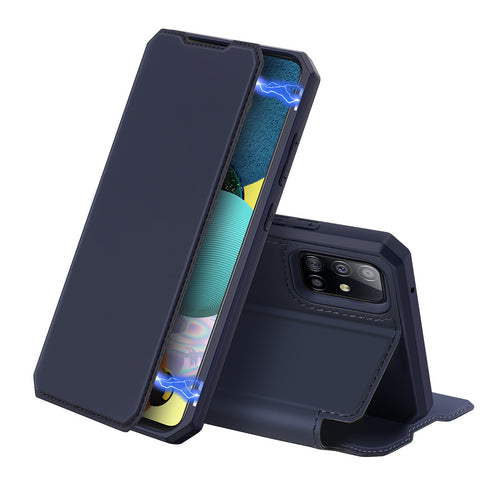 DUX DUCIS for Samsung A21S/A51 5G Magnetic Mobile Phone Holder Leather Case with Cards Slot blue_Samsung A51 5G ZopiStyle