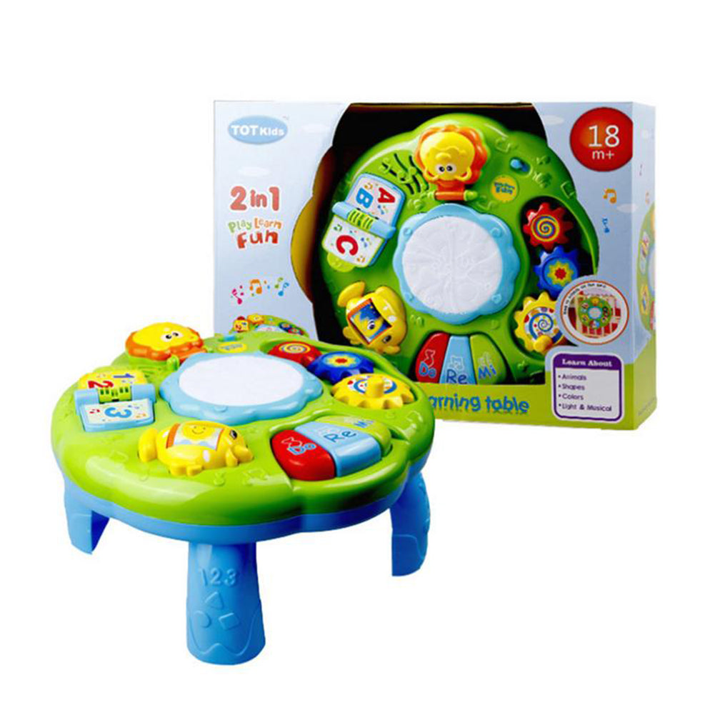 Learning Activity Table Baby Toys Educational Musical Desk Toys with Piano Pat Drum Light Up as shown ZopiStyle
