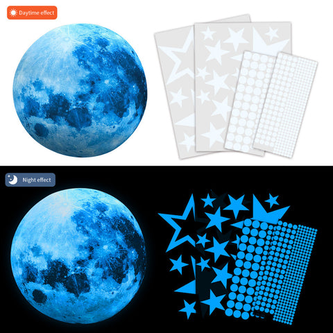 30cm Blue Moon 435pcs Blue Luminous Moon Star Sticker 166pcs Star Decal Decoration 435pcs ZopiStyle