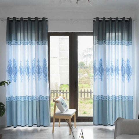 Wood Grain Shading Window Curtain for Home Living Room Bed Room Decoration blue_1 * 2.7 meters high ZopiStyle