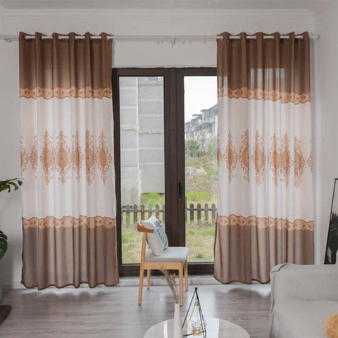 Wood Grain Shading Window Curtain for Home Living Room Bed Room Decoration Coffee color_1 * 2.7 meters high ZopiStyle