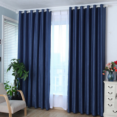 1PCS Cotton & Linen Blackout Curtain Solid Colour Drape for Home Hotel Decoration Navy blue (dark blue)_100 * 210cm ZopiStyle