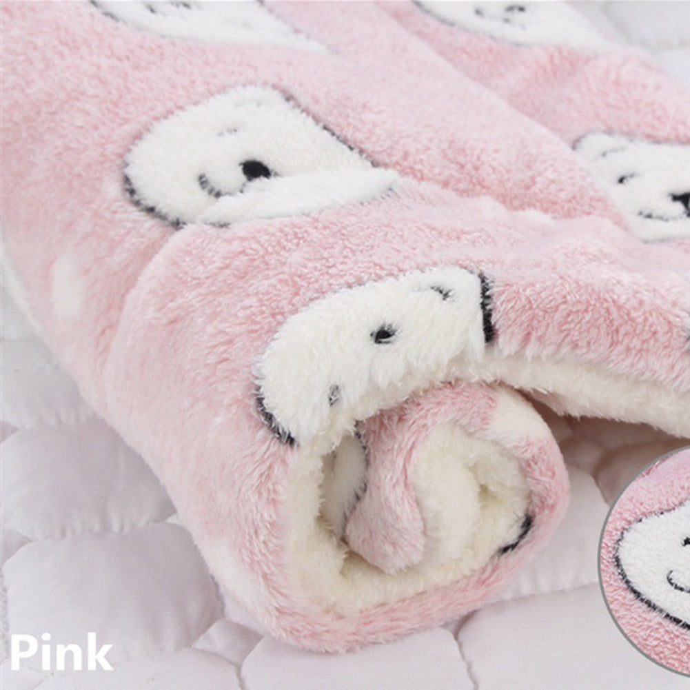 Pet Mat Thickening Warm Autumn Winter Cat Dog Blanket Anti-slip Cushion Pink bear head_1# 32*25cm ZopiStyle