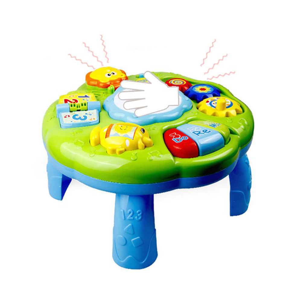 Learning Activity Table Baby Toys Educational Musical Desk Toys with Piano Pat Drum Light Up as shown ZopiStyle