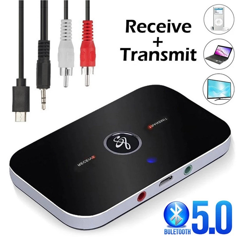2-in-1 B6 Bluetooth-compatible  5.0  Transmitter Receiver 3.5mm Aux Music Clear Sound Wireless Audio Adapter For Mp3 Mp4 Tv Pc black ZopiStyle