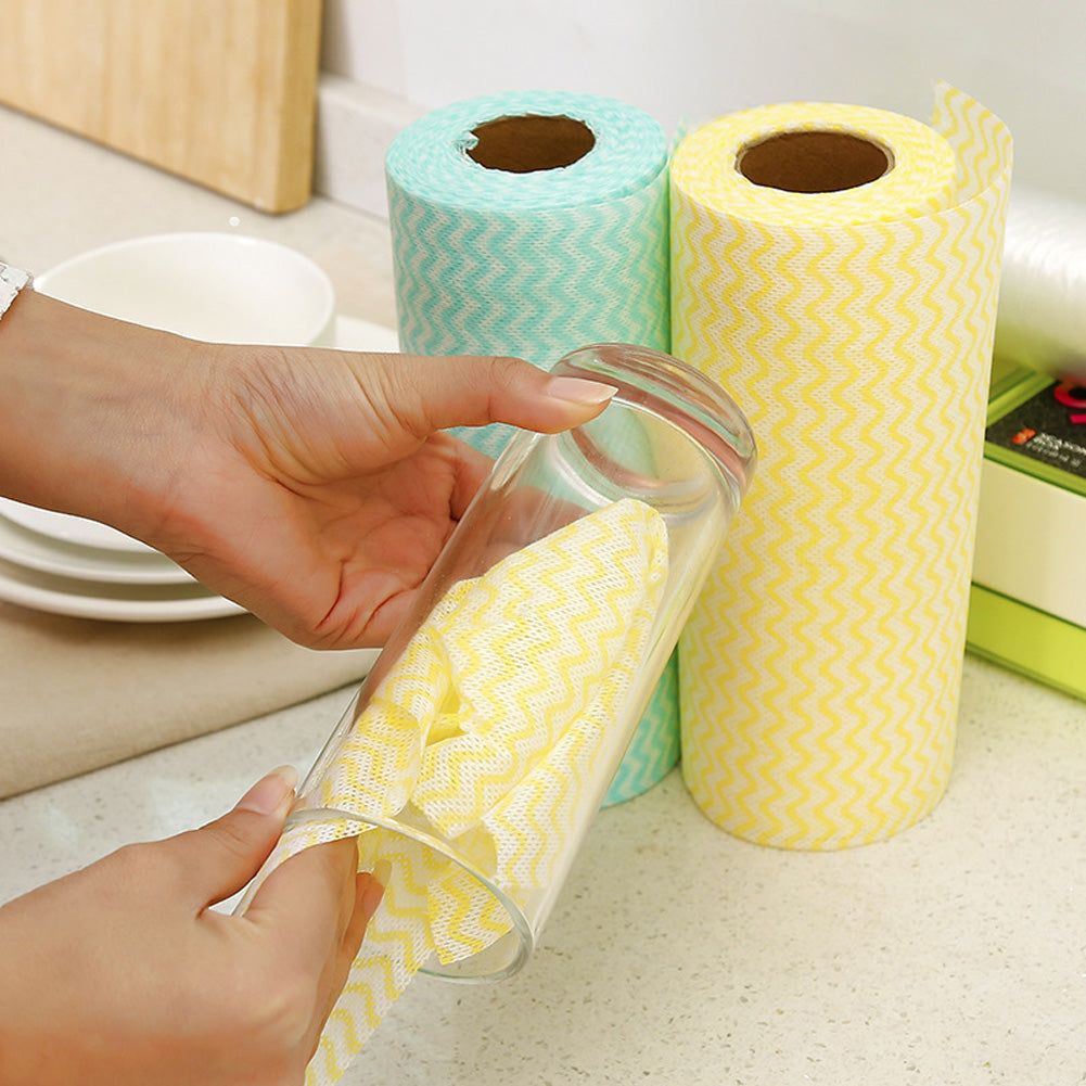 25 Sheets/Roll Disposable Cleaning Cloth for Kitchen Non-woven Dish Towel red ZopiStyle