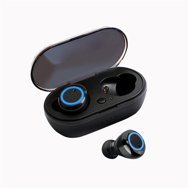 Y50 Tws Bluetooth-compatible Wireless  Headphones Stereo Sports Ergonomic Design Headset Earbuds With Charging Case For Smartphone dark blue ZopiStyle