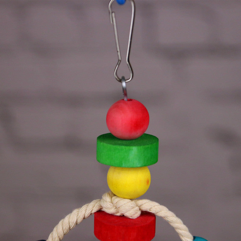 Wooden Colored Block Chewing Biting Toy for Bird Parrot Pet Cage Hanging Pendant As shown ZopiStyle