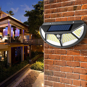 102LEDs 4-sided Waterproof Solar Light Motion Sensor Human Body Induction Wall Lamp for Garden Road 122leds ZopiStyle