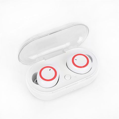 Y50 Tws Bluetooth-compatible Wireless  Headphones Stereo Sports Ergonomic Design Headset Earbuds With Charging Case For Smartphone white red ZopiStyle