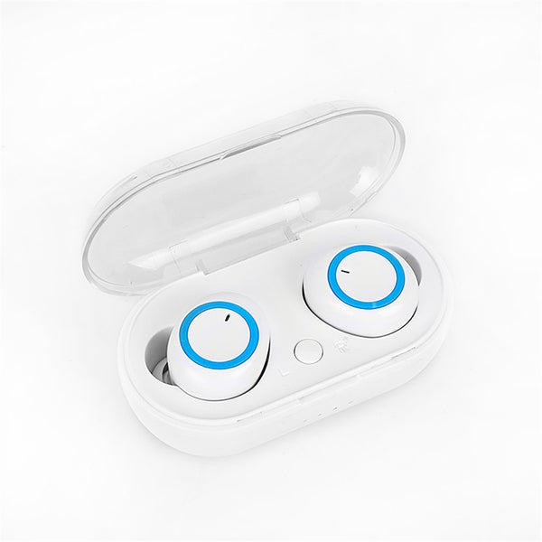 Y50 Tws Bluetooth-compatible Wireless  Headphones Stereo Sports Ergonomic Design Headset Earbuds With Charging Case For Smartphone white blue ZopiStyle