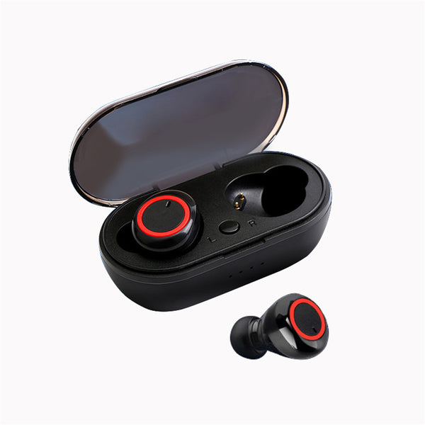 Y50 Tws Bluetooth-compatible Wireless  Headphones Stereo Sports Ergonomic Design Headset Earbuds With Charging Case For Smartphone black red ZopiStyle