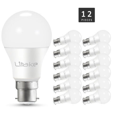 12 Packed B22 Base LED Light Bulb, Non-dimmable Warm White 2700K 100 Watt Equivalent(11W), CRI 80+ ZopiStyle