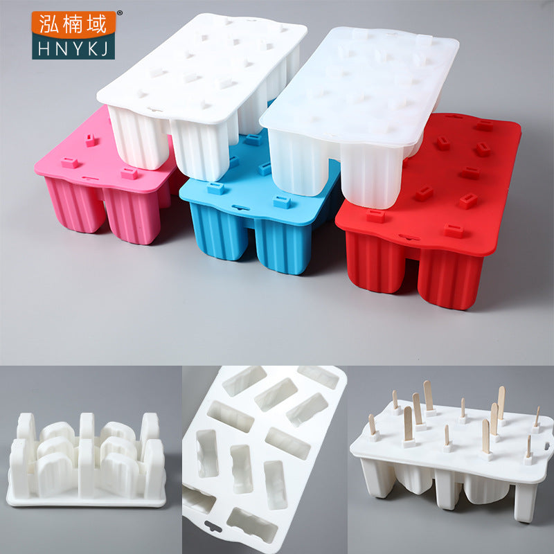 12 Holes Ice Cream Mold Silicone Homemade Popsicle DIY Ice-sucker Mould for Kids Adults Milky white ZopiStyle