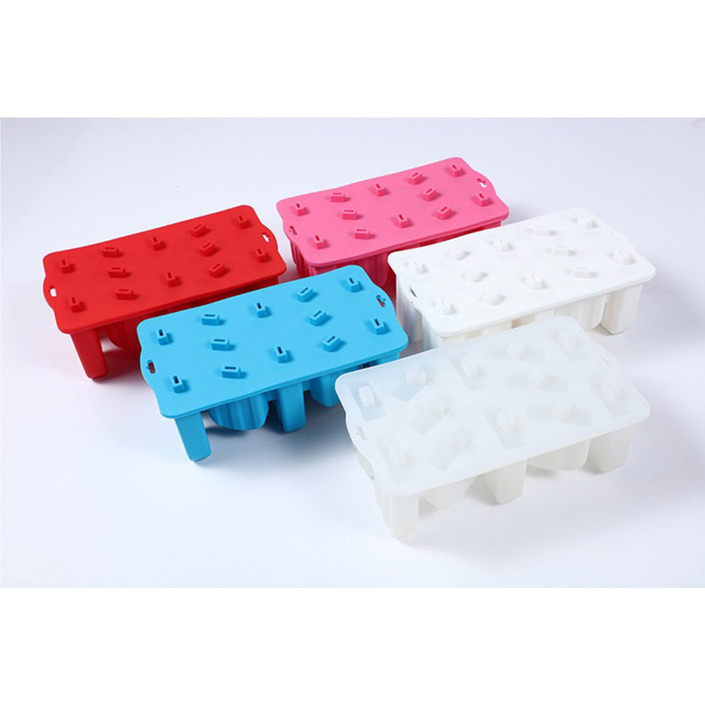 12 Holes Ice Cream Mold Silicone Homemade Popsicle DIY Ice-sucker Mould for Kids Adults blue ZopiStyle