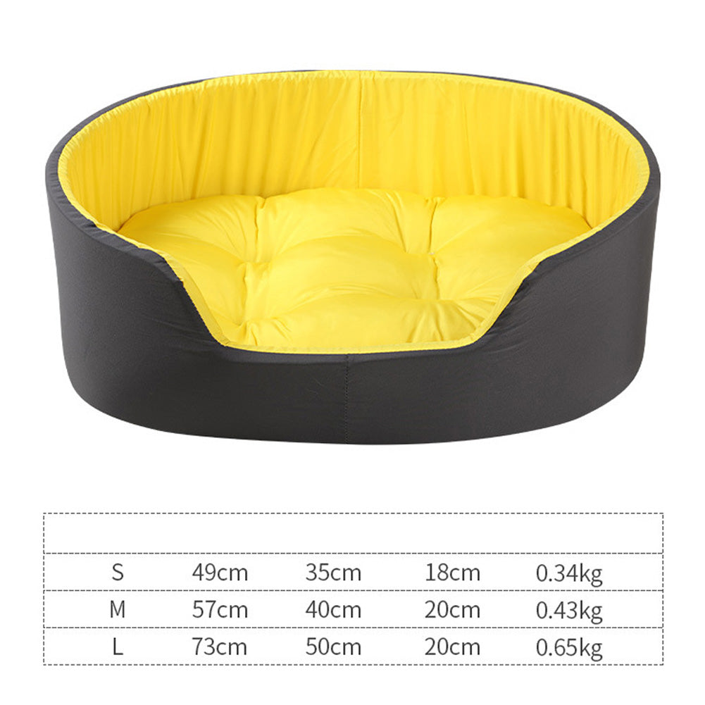 Pet Nest  Wrapped Two-color Washable 3D Spring Comfortable Cat and Dog Kennel with Mat Black yellow nest_S (49cm*35cm) ZopiStyle