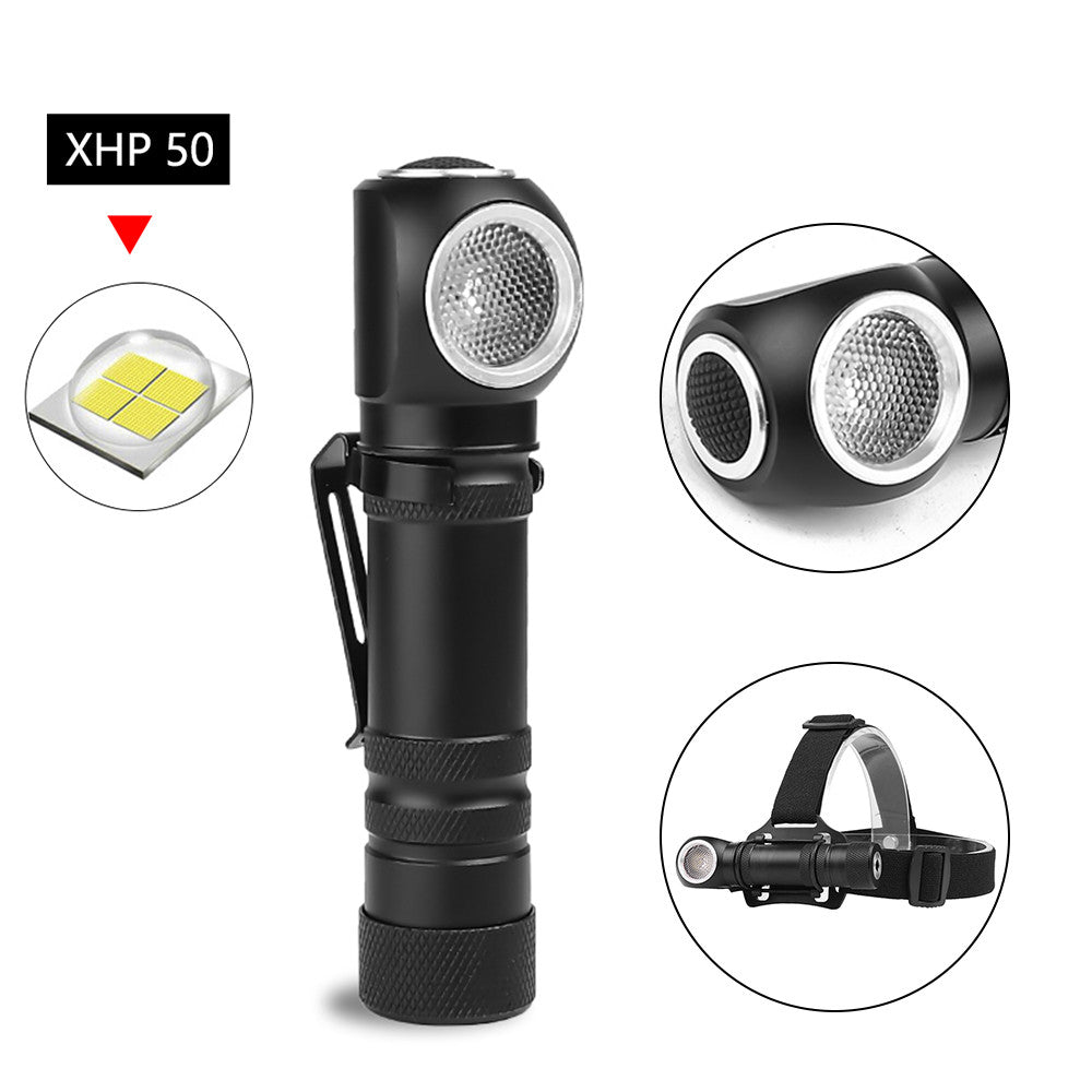 XHP50 LED Flashlight Magnetic Charging P50 Headlight Torch Built-in Battery Multi-purpose Lighting black ZopiStyle