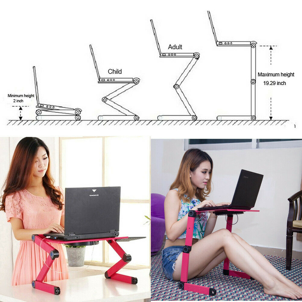 Laptop Stand Table Lap Desk Tray Portable Adjustable for Bed Computer Holder  red ZopiStyle