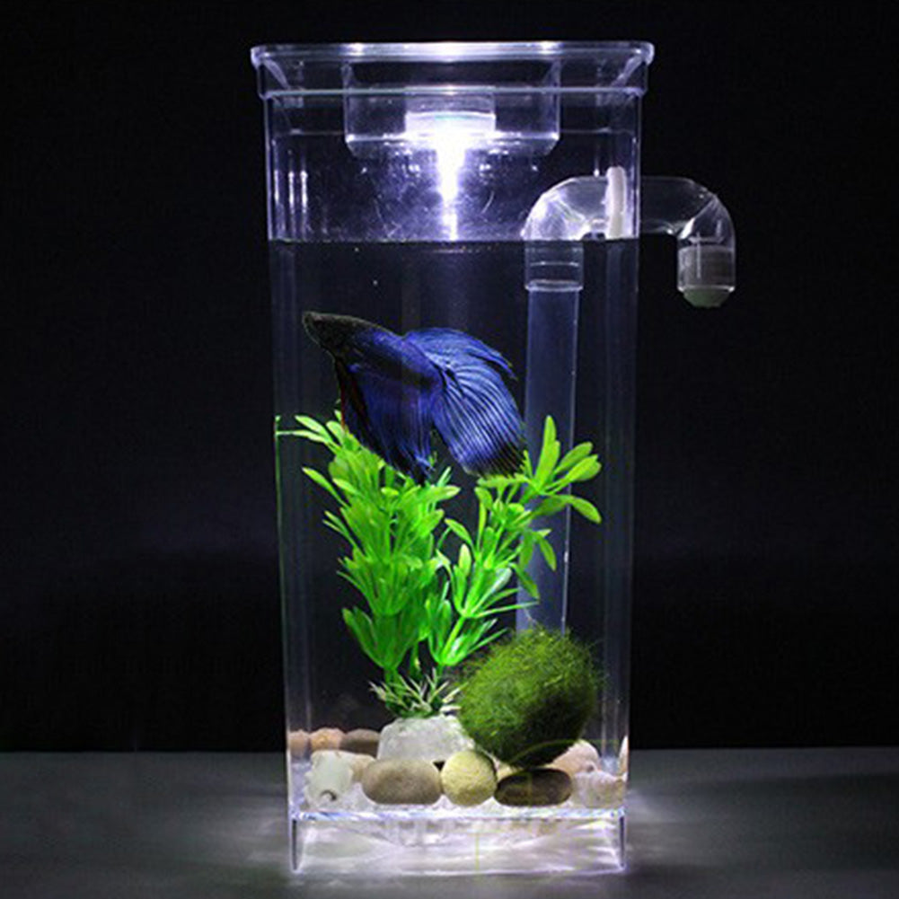 Self Cleaning Plastic Fish Tank Desktop Aquarium Betta Fishbowl for Office Home Decor ZopiStyle