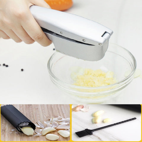 3Pcs 2 in 1 Alloy Garlic Press Slicer for Kitchen Slicing Grinding Cooking Tools As shown ZopiStyle