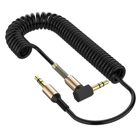 3.5 Spring Recording Line 3.5mm Audio Elbow Recording Cable Male To Male Telescopic Car Audio Line black ZopiStyle