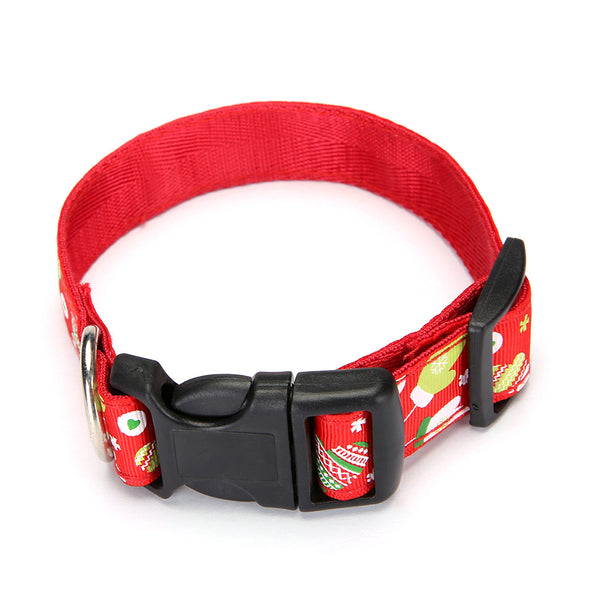 Pet Cloth Printing Collar with Bell for Cat Dogs Teddy Christmas Party Prop Black buckle red gloves_S ZopiStyle