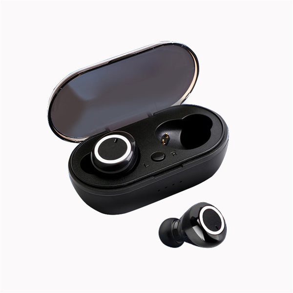 Y50 Tws Bluetooth-compatible Wireless  Headphones Stereo Sports Ergonomic Design Headset Earbuds With Charging Case For Smartphone Black White ZopiStyle