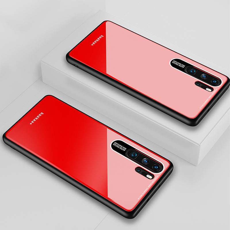 HUAWEI P30 Pro Simple Solid Color Acrylic Backboard + TPU Soft Edge Anti-scratch Anti-fall Protective Back Case red ZopiStyle