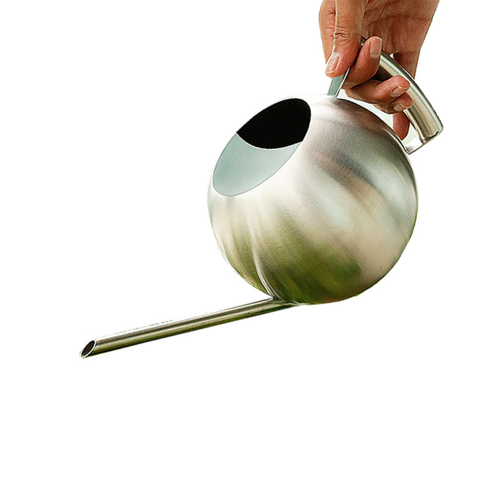 1L Stainless Steel Long-Mouth Watering Can Spherical Household Watering Gardening Tool  As shown ZopiStyle