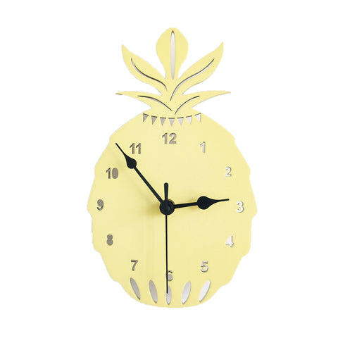 Wooden Pineapple Shape Clock Children Room Decoration Silent  Clock Wall Oranment Yellow pineapple ZopiStyle