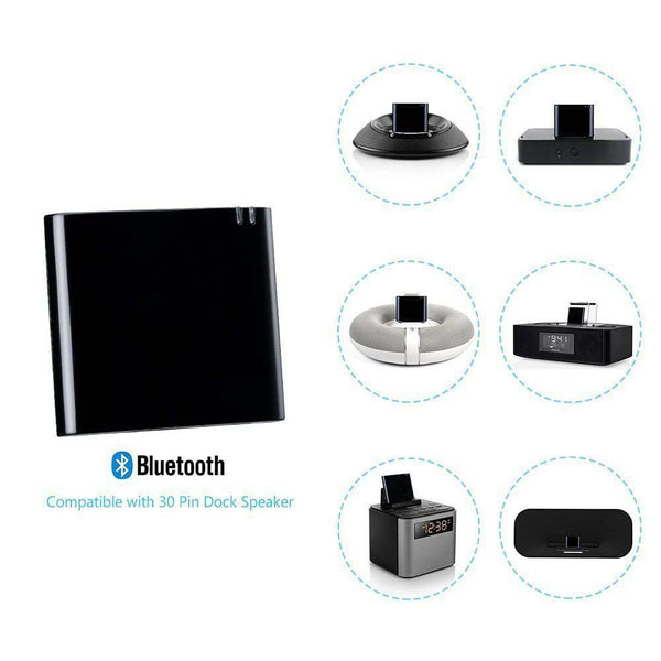 For 30pin iPhone iPod to Stereo Sounddock Bluetooth Audio Music Receiver Adapter black ZopiStyle
