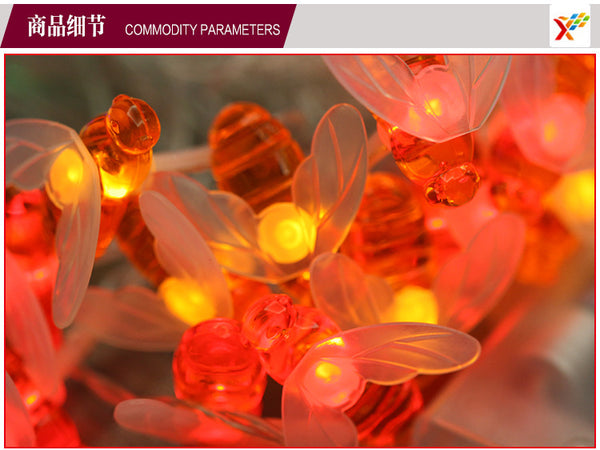 Solar-powered Light Sensor Bee String Lights with Warm Light Garden Flowerpot Home Party Decoration ZopiStyle