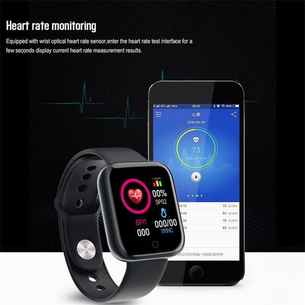 Men Women D20 Pro Bluetooth-compatible Smart  Watch Y68 Blood Pressure Heart Rate Monitor Sports Tracker Compatible For Xiaomi Huawei pink ZopiStyle