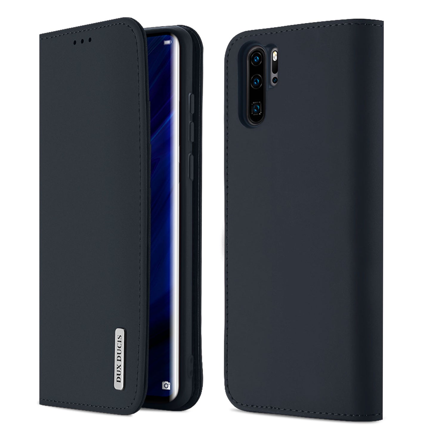 DUX DUCIS For Huawei P30 pro Luxury Genuine Leather Magnetic Flip Cover Full Protective Case with Bracket Card Slot blue_Huawei P30 pro ZopiStyle